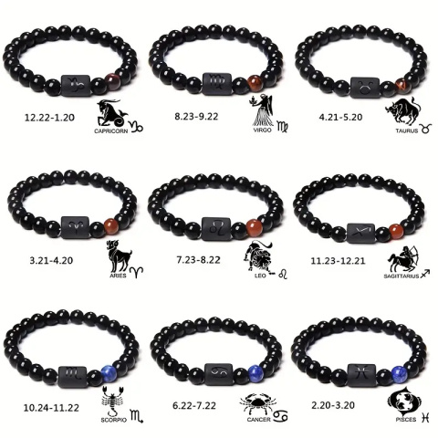 1 Szt. Unisex 12 Znaków Konstelacji Bransoletka Z Koralików