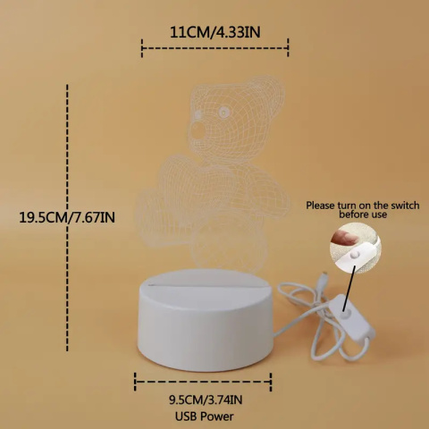 "3D Heart Bear – Nocna Lampa Walentynkowy Prezent" "3D Heart Bear – Nocna Lampa Walentynkowy Prezent"