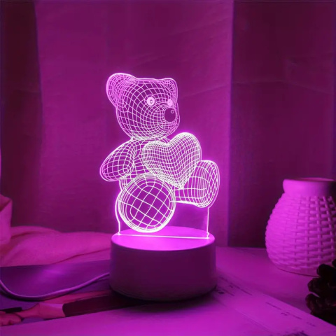 "3D Heart Bear – Nocna Lampa Walentynkowy Prezent" "3D Heart Bear – Nocna Lampa Walentynkowy Prezent"